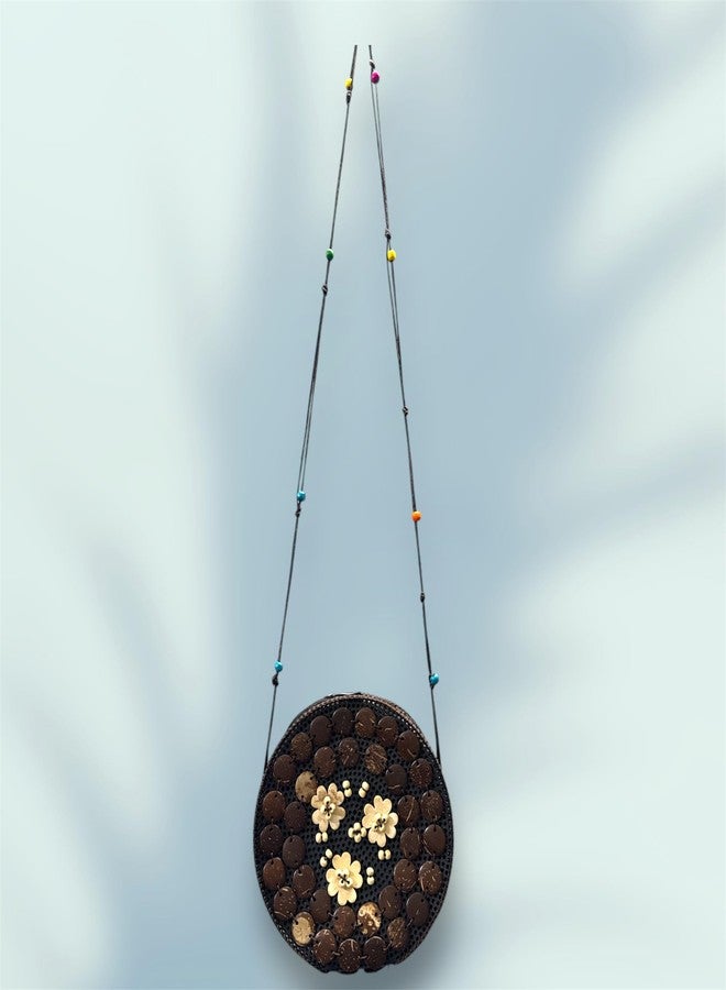 CROWNNIMREET Coconut Shell Beaded Sling Crossbody Long Strap Purse Bag For Beach Bags | Cross Body Long Strap Purse | Handmade Natural Style| Hanging Purse Sling Bag (Designer2) - Image 2